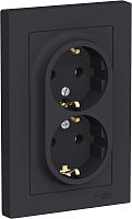 Розетка с заземлением Systeme Electric AtlasDesign 1-м. 2 мод. карбон картинка